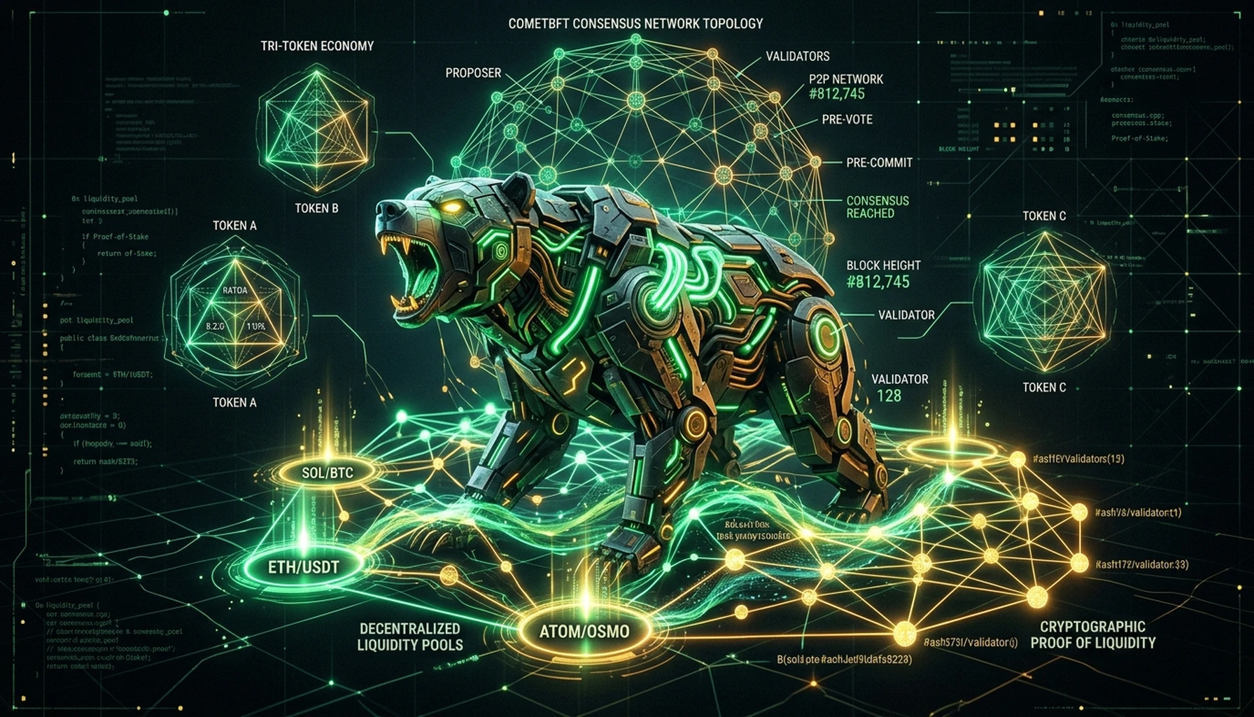 Berachain Proof-of-Liquidity Architecture: BeaconKit, Polaris EVM, and Tri-Token Economic Dynamics - architectural visualization